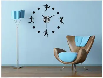 1 шт 12-дюймовые футбольные настенные часы футбольный дизайн Креативные Настенные часы для детской Спальни Немой Гостиной Цифровые Настенные часы