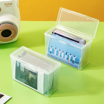1 шт. Прозрачный пластиковый ящик для хранения фотокарточек Коробка для хранения небольших карточек Настольный органайзер Коробка для классификации Канцелярские принадлежности