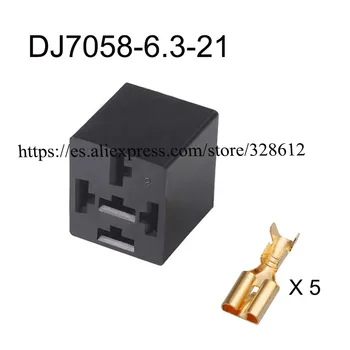100set DJ7058-6.3-21 Автомобильный разъем, релейная розетка, 5-контактный Водонепроницаемый автомобильный кабель, включая клемму