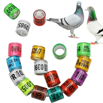 100шт 2024 Алюминиевопластиковое кольцо для голубиной лапки с цифрой буквой Кольца для знака птичьей лапки Круг для опознавательных знаков Fly Race Паломники
