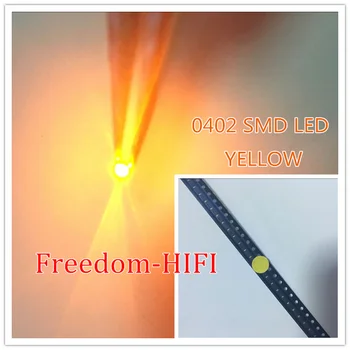 100шт SMD светодиодный чип Желтый 0402 (1005) SMT Бусины для поверхностного монтажа Светодиодная светодиодная лампа