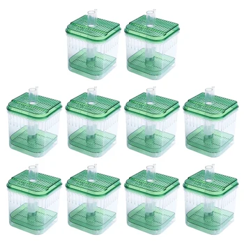 10X Пластиковый квадратный аквариум с рыбками, фильтр для аквариума, нижняя коробка, Прозрачный Зеленый