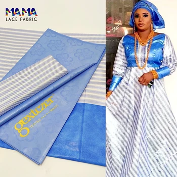 2,5 + 2,5 Ярда высококачественного оригинального Нигерийского женского вечернего платья Bazin Riche, материал для Шитья, Африканский Базен с новейшим принтом