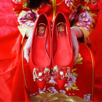 2018 новые чешские туфли со стразами, туфли с пряжкой, свадебные туфли в цветочек, пряжка для обуви red dragon и phoenix Chengxiang, 1 пара