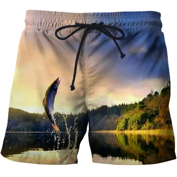 2021 Новые тропические HD 3D плавки шорты Мужские Забавные Рыболовные бермуды Дышащие мужские пляжные брюки для мальчиков Спортивные шорты Мода