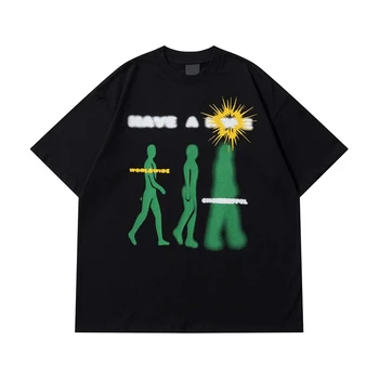 2023 Модная футболка с забавным абстрактным принтом в стиле панк, футболки в стиле харадзюку, мужские винтажные графические топы, Уличная одежда в стиле хип-хоп, мужская одежда