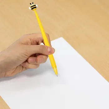 2шт Практичная гелевая ручка для письма черными чернилами Гелевая ручка для непрерывного плавного письма Нейтральная ручка в форме Пчелы для записи