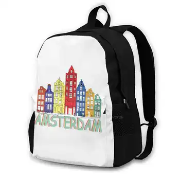 Amsterdam Art, Модный рюкзак большой емкости, Дорожные сумки для ноутбука, Амстердам, Голландия, Амстердам, Город, Амстердам, Дом, Нидерланды