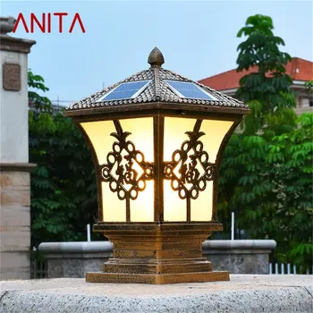 ANITA Solar Открытый классический столб света Ретро Водонепроницаемый Столб СВЕТОДИОДНЫЙ Настенный светильник Светильники для домашнего сада