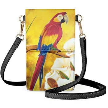 FORUDESIGNS, сумки для мобильных телефонов с принтом попугая, многофункциональная кожаная косметичка, откидная сумка через плечо