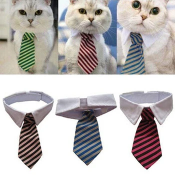 L40 Модный ошейник с полосатым галстуком-бабочкой для собак и кошек, регулируемый галстук для домашних животных, белый воротничок для смокинга, Бант из водяного полотенца разного цвета