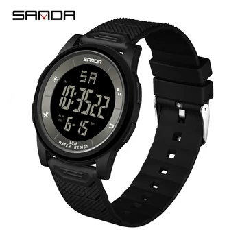 SANDA 2023 Новые Мужские часы 10 мм Супертонкие Электронные СВЕТОДИОДНЫЕ Цифровые Часы для Мужчин Наручные Часы Relogio Masculino 6107