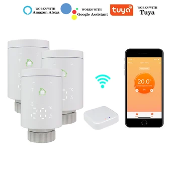 Tuya Wifi Zigbee Привод радиатора, термостат, Еженедельная программа, Термостатический клапан, умный регулятор температуры, работает с Alexa