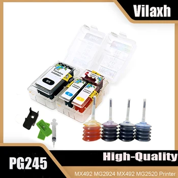 Vilaxh PG245 CL246 Smart Cartridge Refill Kit Для Canon PG-245 246 Для Чернильных Картриджей MG2924 MX492 MG2520 TS302 TS3120 TS3122