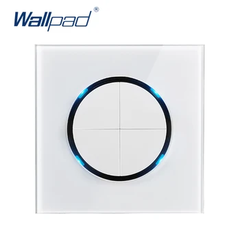 Wallpad L6 Белая панель из закаленного стекла LED 4 банды 1 способ случайного нажатия кнопки настенного выключателя со светодиодным индикатором