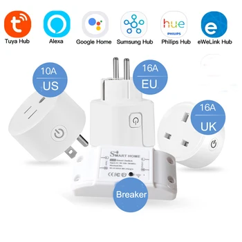 ZigBee / wifi Smart Plug 16A Розетка С Функцией Синхронизации Домашнего Голосового Дистанционного Управления Tuya Smart Life APP Control С Alexa Google Home
