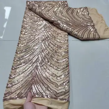 Африканская кружевная ткань 2023 новейшая золотая индийская ткань сари из высококачественного тюля с 3D блестками кружевная ткань для свадебного платья YYZ8149