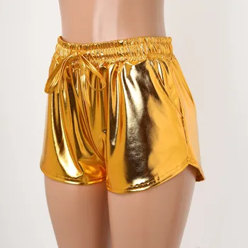 Бронзовеющие плавки из искусственной кожи Свободные сексуальные шорты Y2k Летние быстросохнущие шорты Для женщин Pantalones Cortos для вечеринок в ночном клубе 2023