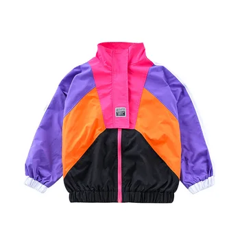 Весенне-осенняя куртка для мальчиков, пальто для танцев в стиле хип-хоп, топы в стиле пэчворк, спортивная куртка для девочек, танцевальные костюмы, уличная одежда
