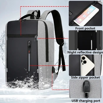 Водонепроницаемый деловой рюкзак, мужской школьный рюкзак с USB-разъемом, рюкзак для ноутбука, сумка большой емкости, мужской рюкзак