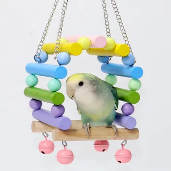 Гамак цвета попугая, игрушка для попугая, принадлежности для птиц, качели для попугая, Цветная лестница, кольцо для средних и маленьких игрушек для попугаев, лестница для станции