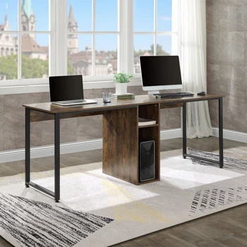 Двойной письменный стол из МДФ белого цвета для домашнего офиса, большой двойной письменный стол, письменный стол с запирающимися шкафчиками 78,74 x 23,62 x 29,92 дюйма