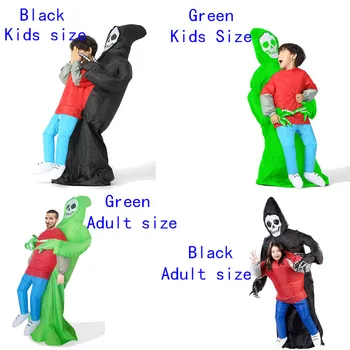 Детский надувной костюм Смерти Мрачного Жнеца для взрослых, страшный косплей, детский костюм Скелета на Хэллоуин, костюм Призрака