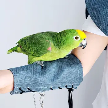 Домашняя птица Многофункциональная защита для рук неразлучники из джинсовой ткани, игрушки-браслеты для ног, защита от царапин, защита для плеча попугая, попугайчики