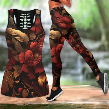 Женский летний модный комплект для йоги с цветочным принтом в стиле барокко
