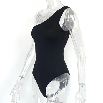 Женское боди без рукавов на одно плечо, Летняя майка, Облегающие комбинезоны с открытой спиной, Сексуальные облегающие асимметричные футболки A30