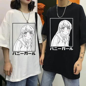 Забавный мультфильм, милая аниме футболка Sakurajima Mai, унисекс, футболки, мужские футболки