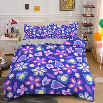 Комплект постельного белья с 3D цветами, Стеганое одеяло с подушкой 2шт/3шт Одноместная Двуспальная кровать Twin Full Queen King Size 