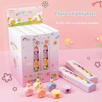 Маркер Lovely Flowers Connected, 5 цветов, маркер для студентов, Акварельная ручка, Кавайная ручка для девочек, Детские милые подарки