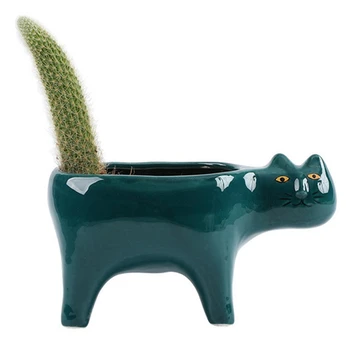 Милый кот, Керамический Садовый Цветочный горшок, Изображение животного, Плантатор для кактусов, Контейнер для суккулентов, Украшение столешницы