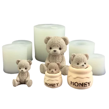 Милый Медведь, банка для меда, силиконовая форма для свечей, форма для шоколадного торта, форма для кубиков льда, форма для клея для ароматерапии, принадлежности для изготовления свечей