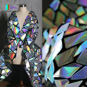 Модная высококачественная геометрическая зеркальная лазерная ткань с градиентом из ТПУ для вечеринки, платье ручной работы, юбка, сумка для сцены, ткань для фона