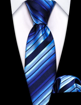 Модный детский галстук королевского синего цвета, классический тканый шелковый галстук в полоску, носовой платок, запонка, подарки на день рождения Барри.Wang 5002C