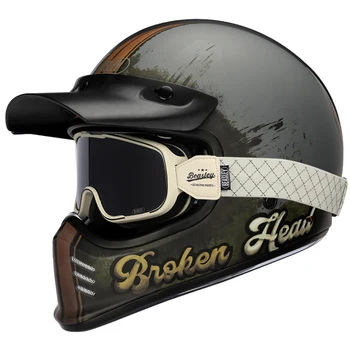 Мотоциклетный шлем Для мужчин и женщин для мотокросса, ретро Винтажные полнолицевые шлемы, сертифицированные DOT, Мото-ушной шлем, Индивидуальный шлем для велосипеда