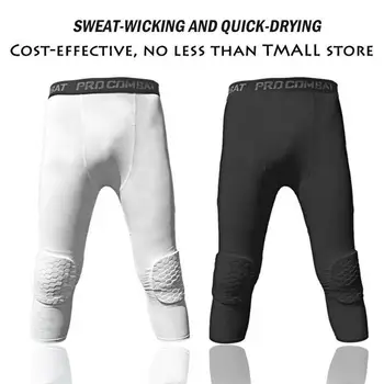 Мужские защитные брюки для защиты от столкновений, баскетбольные тренировочные колготки 3/4, леггинсы с защитными наколенниками, спортивные компрессионные брюки