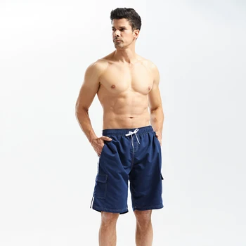 Мужские пляжные брюки, однотонные летние шорты на завязках, повседневные спортивные штаны для бега трусцой с несколькими карманами, уличная одежда для мужчин