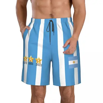Мужские пляжные плавательные шорты для серфинга Maillot De Bain Аргентина 3 Звезды Спортивные мужские пляжные шорты с 3D-принтом, быстросохнущие купальники