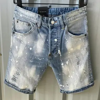 Мужской летний модный стиль, Новые Популярные Узкие Короткие джинсы, модные повседневные джинсовые шорты с дырками D092