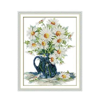Набор для вышивания крестиком в виде вазы с ромашкой цветок 14-каратная ткань с принтом, холст, вышивка, рукоделие ручной работы