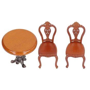 Набор стульев для обеденного стола в кукольном домике мини-размера, ностальгическая модель игрушечного стула из березового сплава для Play House 1/12 F