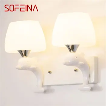 Настенные светильники SOFEINA, современные светодиодные лампы, креативный мультяшный белый дельфин для дома, детской спальни