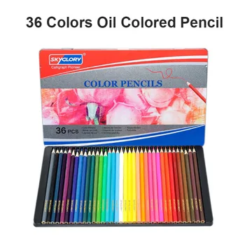 Натуральное дерево, 36 цветов, Цветные карандаши на масляной основе, Набор цветных карандашей Hexagon В жестяной коробке, 72 набора цветных карандашей