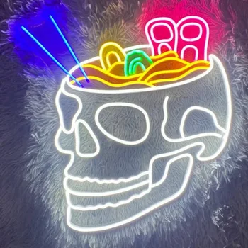 Неоновая вывеска, цвет Черепа, светодиодная вывеска, Мозг Зомби, неон для декора стен спальни, неоновые вывески для вечеринки в честь Хэллоуина