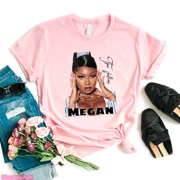 Новая женская футболка рэпера Megan Thee Stallion, футболка с графическим принтом Femme, Повседневная женская рубашка в стиле хип-хоп, Летние футболки для девочек 90-х