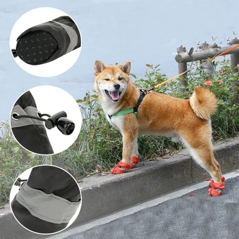 Обувь для собак на мягкой подошве дышащая водонепроницаемая four seasons выходите на улицу с обувью для домашних животных, непромокаемыми ботинками для собак