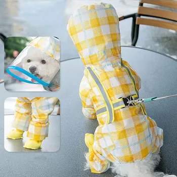 Одежда Для собак Pet All Inclusive Raincoat с Тяговой Пряжкой Водонепроницаемая Одежда Для Собак Raincoat Corgi Bulldog Small Pet Apparel